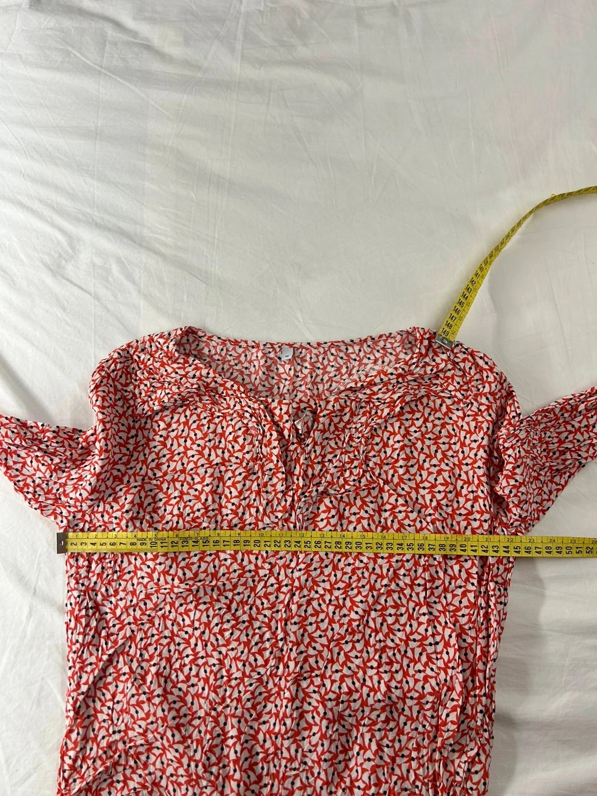 Vintage red blouse with white patterns – photo 9